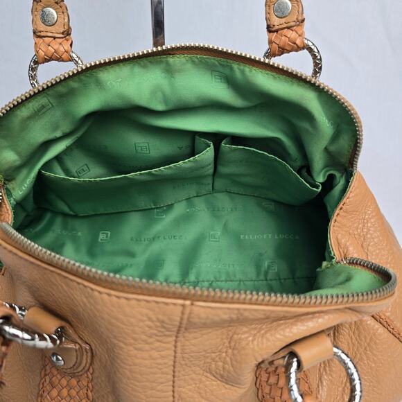 Elliott Lucca Satchel Hobo Tassel Bag Soft Tan Leather Weaved Handles & Trim - Picture 6 of 15